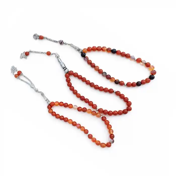 Doğal Akik Taşlı Tespih – Küre Kesim 8 mm