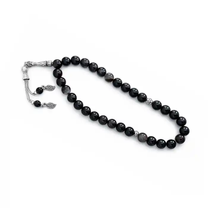 Doğal Siyah Akik Taşlı Tespih