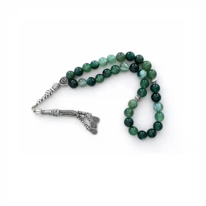 Yeşil  Akik Doğal Taş Tesbih