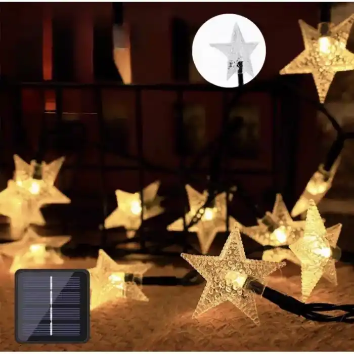 7M 50 Led Yıldız 8 Fonksiyonlu Solar Panelli-Gün Işığı