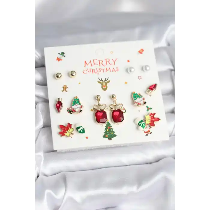 8 Çift Yılbaşı Temalı Kadın Küpe