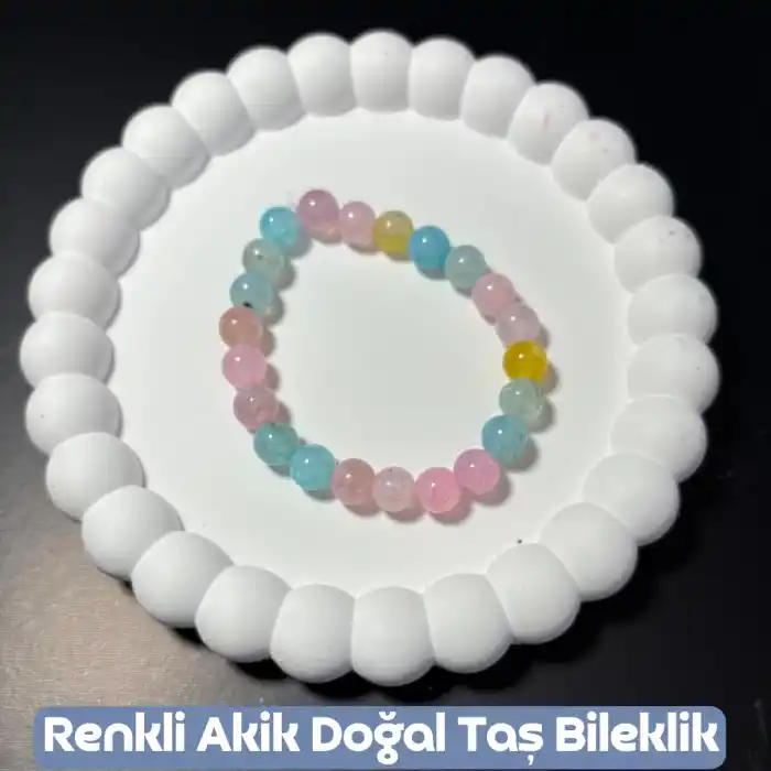 Renkli Akik Doğal Taş Bileklik