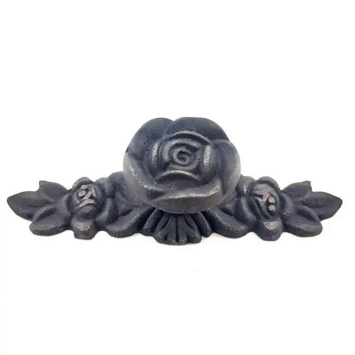 Antika Tarz Dekoratif Pirinç Gül Düğme - 30x100 mm, Oksit