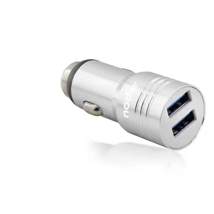 Araç Şarj Adaptörü 2X Usb 3.4A Metal - Gümüş ND1075