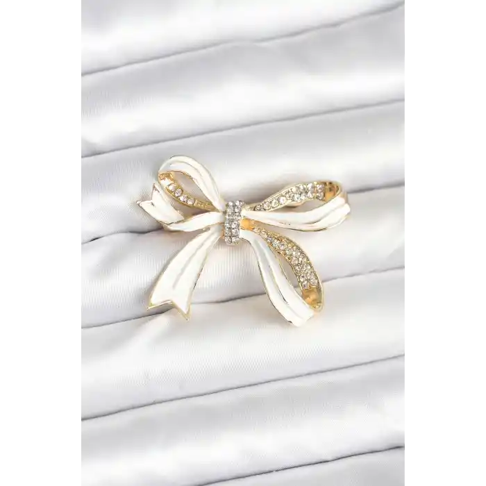 Beyaz Renk Fiyonk Model Broş