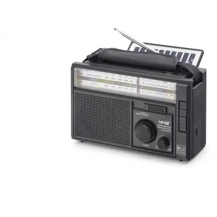 Bluetooth Solar Panelli Fm Radyo Usb Tf Nostaljik Hoparlör - Siyah NS9951BTS