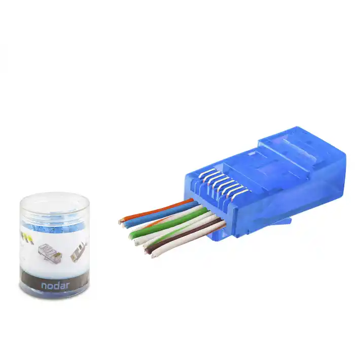 Cat6 Ez Rj45 Konnektör - 100 Adet Mavi / Özel Plastik Kutulu ND2404
