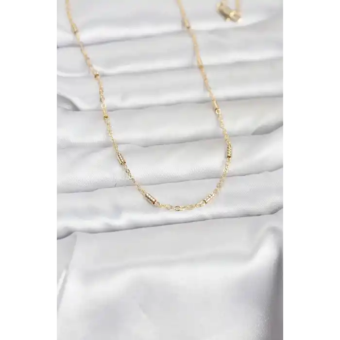 CM 14K Gold Renk Bar Zincir Model 60 cm Kadın Kolye