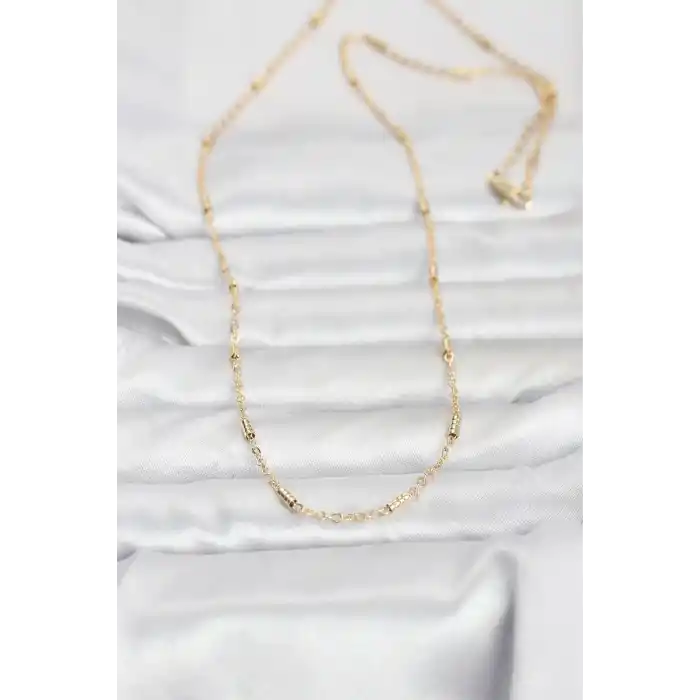 CM 14K Gold Renk Bar Zincir Model 60 cm Kadın Kolye