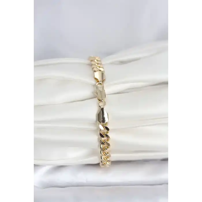 CM 14K Gold Renk Ezme Kalın Zincir Model Kadın Bileklik