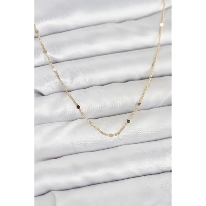 CM 14K Gold Renk Ezme Pul Model 60 cm Kadın Kolye