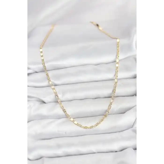 CM 14K Gold Renk Lazerli Zincir Model Kadın Kolye