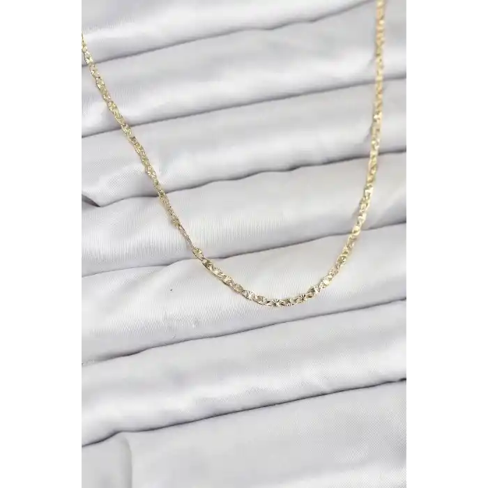 CM 14K Gold Renk Pirinç Lazer Model 60 cm Kadın Kolye