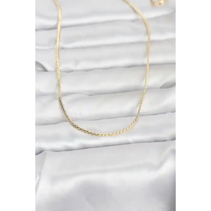 CM 14K Gold Renk Yassı Zincir Model 60 cm Kadın Kolye