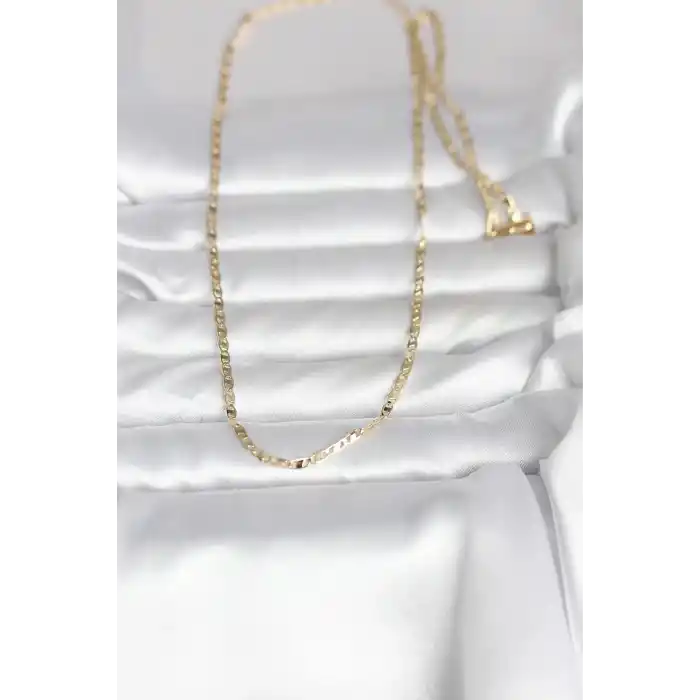 CM 14K Gold Renk Yassı Zincir Model 60 cm Kadın Kolye