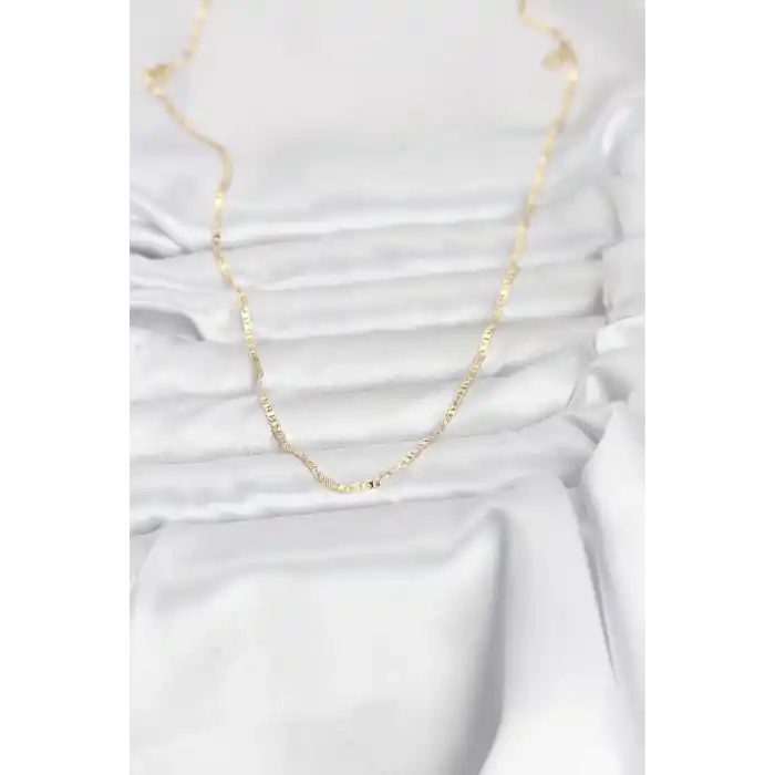 CM 14K Gold Renk Yassı Zincir Model 60 cm Kadın Kolye