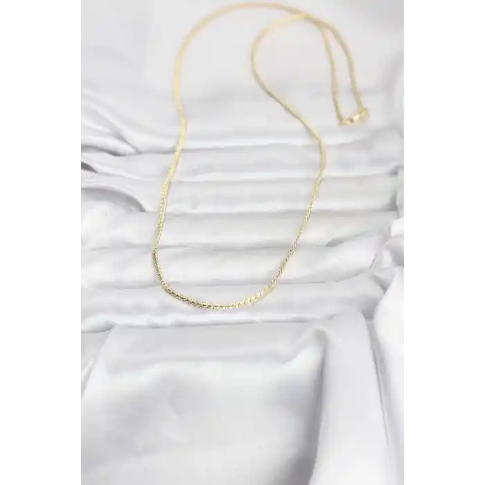 CM 14K Gold Renk Yassı Zincir Model 60 cm Kadın Kolye