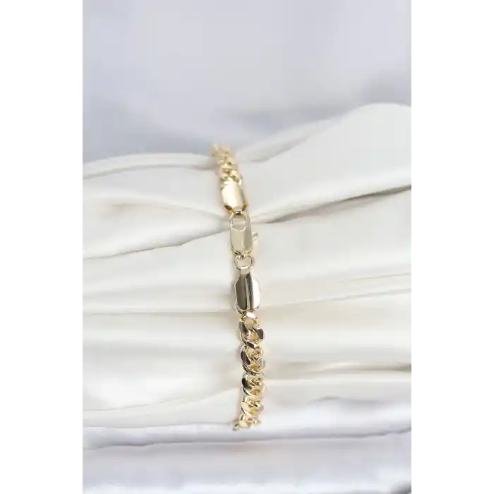CM 14K Gold Renk Yassı Zincir Model Kadın Bileklik