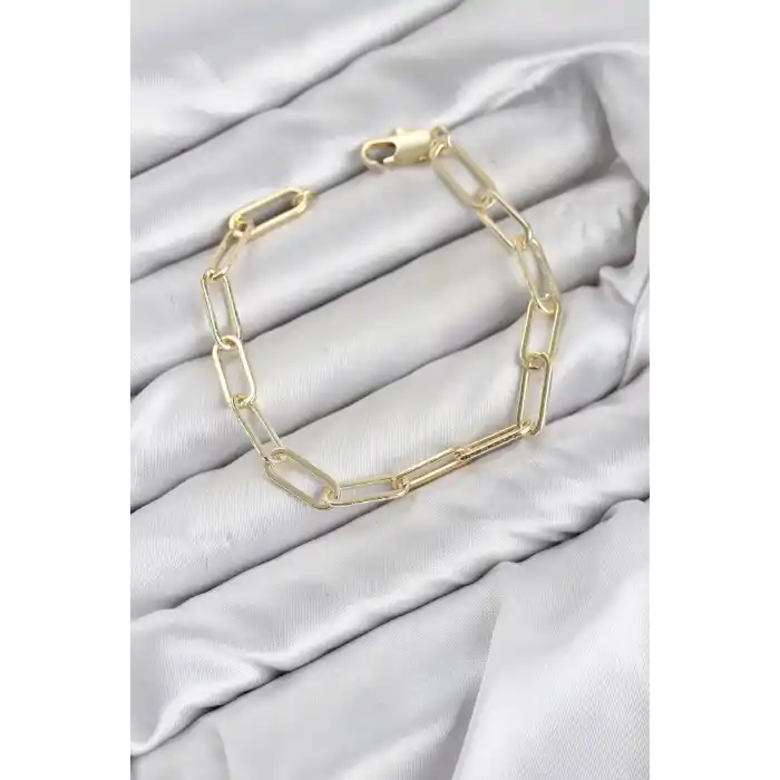 CM Ataş Zincir Model Gold Renk Pirinç Kadın Bileklik