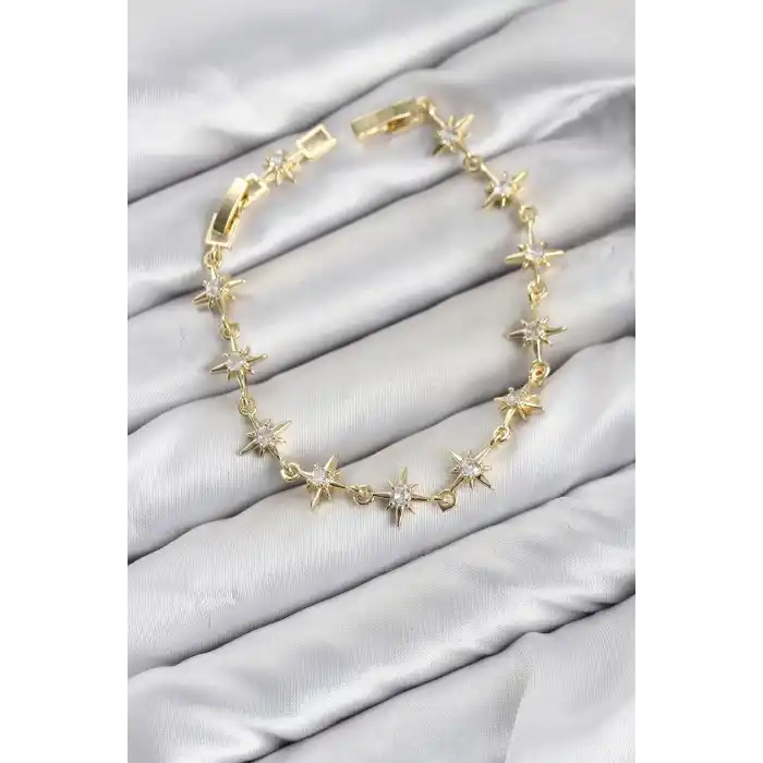 CM Kutup Yıldızı Model Gold Renk Zirkon Taşlı Kadın Bileklik