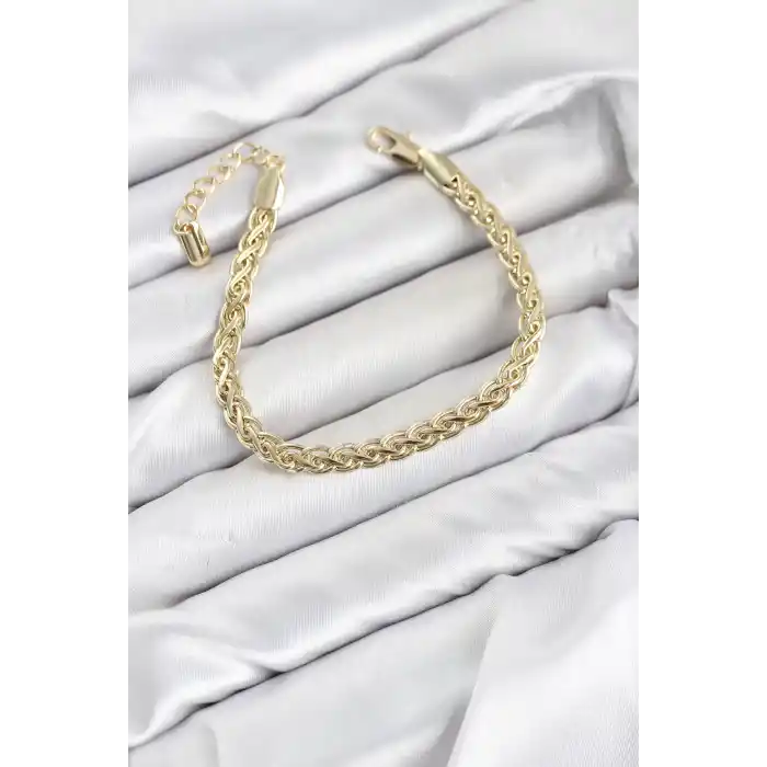 CM Singapur Zincir Model Gold Renk Pirinç Kadın Bileklik