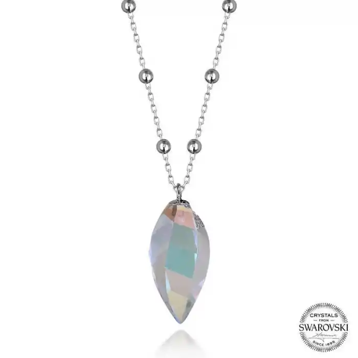 Crystal Taşlı Top Zincir Gümüş Kadın Kolye