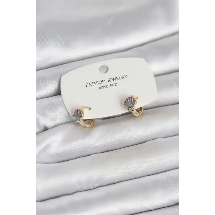 Deniz Kabuğu Model Gold Pirinç Çocuk Küpe