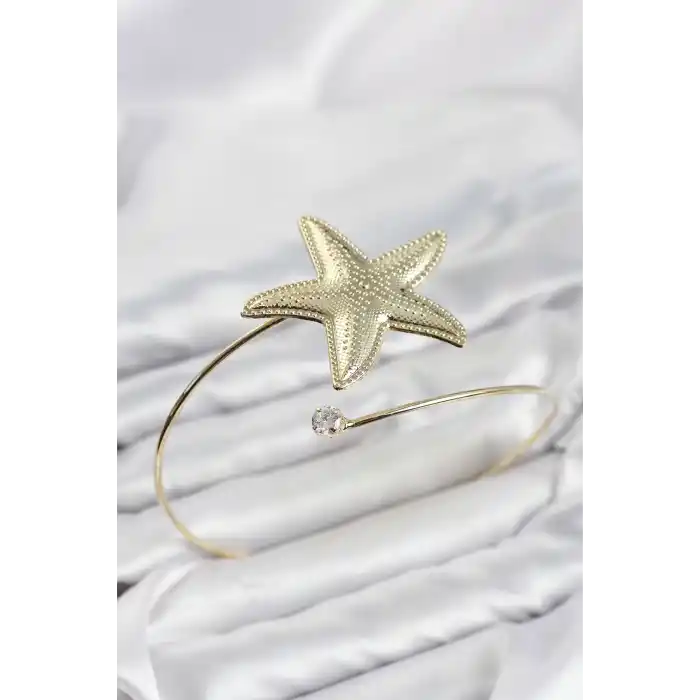 Deniz Yıldızı Model Gold Renk Pirinç Pazu Bileklik