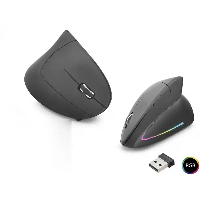 Ergonomik Dikey Mouse Dual Mode 1600 Dpi Sessiz Rgb - Siyah ND1211