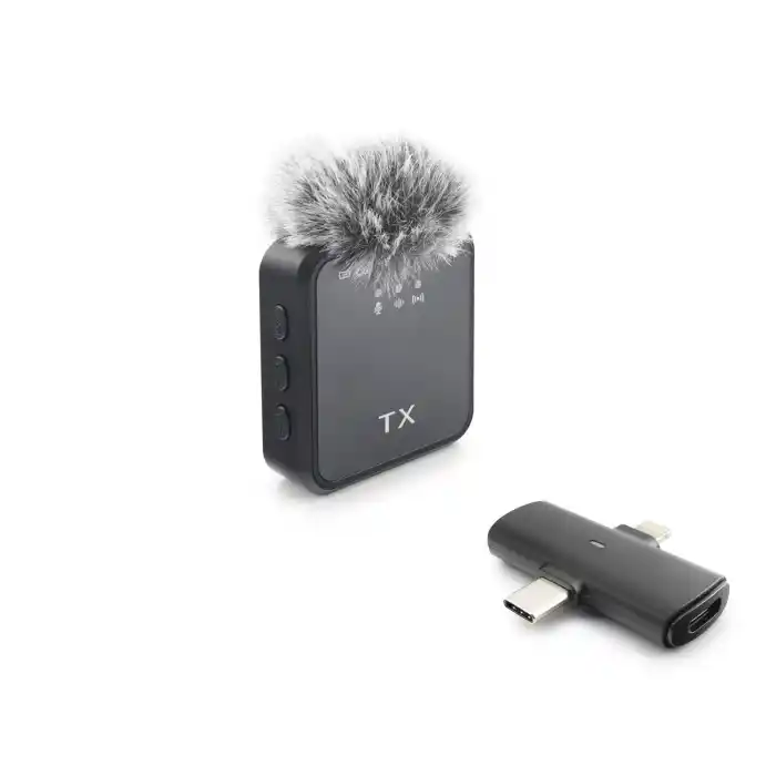 F15 Type-C + Lightning Kablosuz Yaka Mikrofonu - Siyah