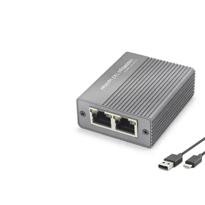 Gigabit Ethernet Switch 3 Port Type-C Güç Girişli - Siyah HDX1412