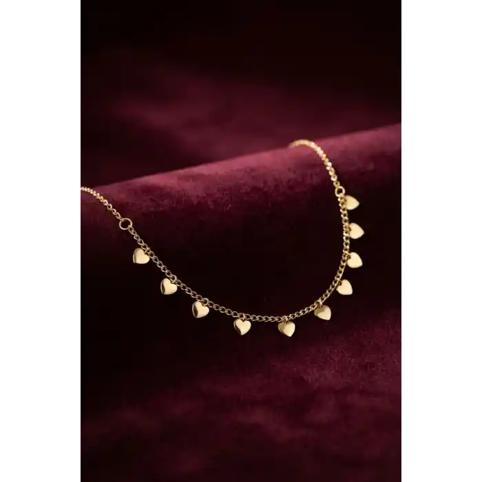 Gold Pirinç Kalp Model Kadın Kolye