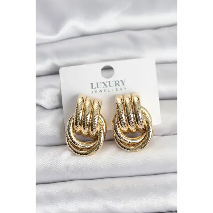 Gold Renk Halka Modelli Pirinç Kadın Küpe