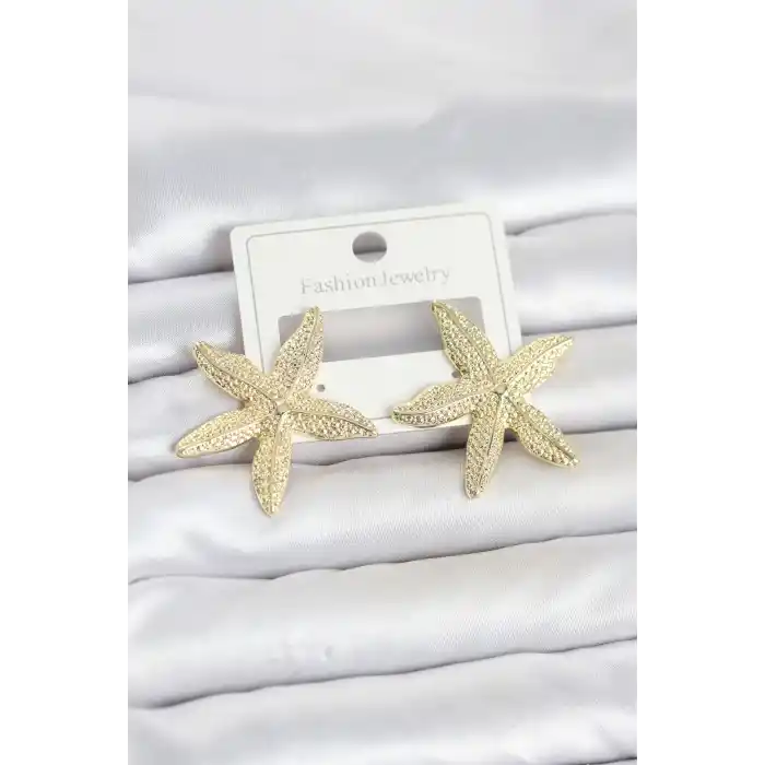 Gold Renk Pirinç Deniz Yıldızı Model Kadın Küpe