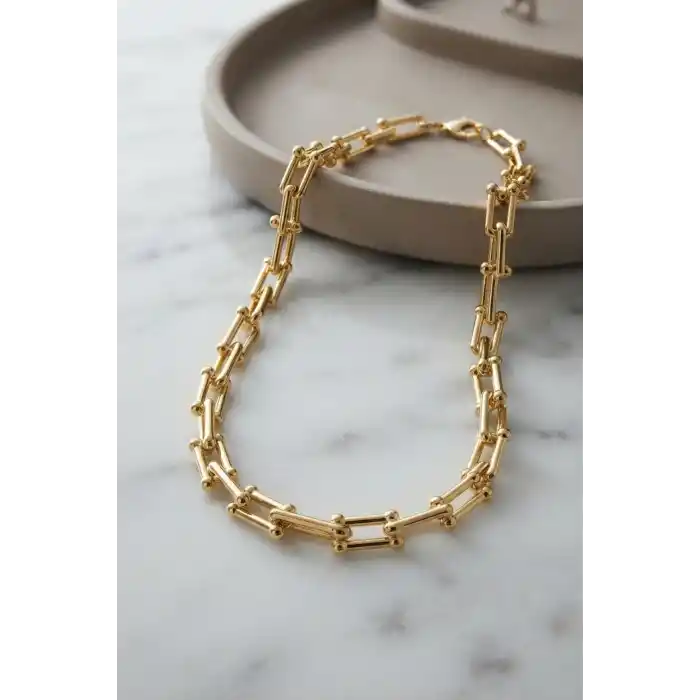 Gold Renk Pirinç Tifani Model Kadın Kolye