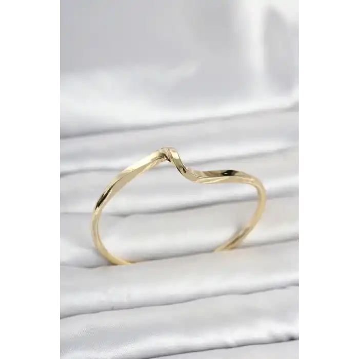 Gold Renk Pirinç Zikzak Model Kadın Bileklik