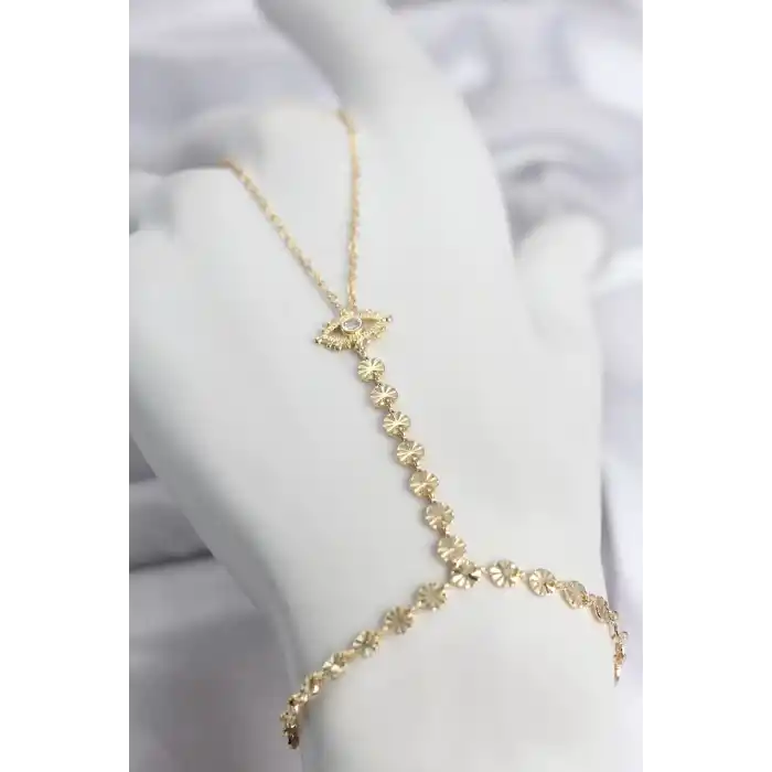 Gold Renk Pirinç Zirkon Taşlı Göz Model Şahmeran