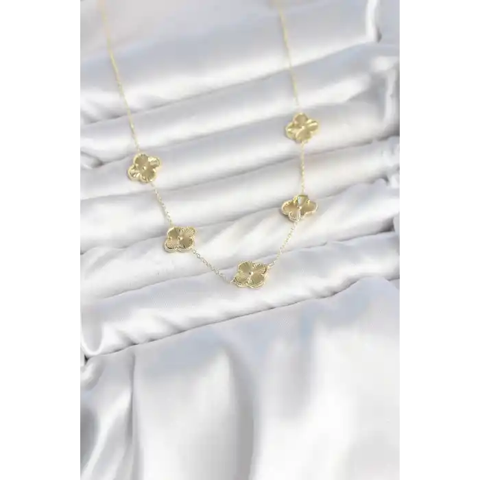 Gold Renk Yonca Model VIP Seri Kadın Kolye