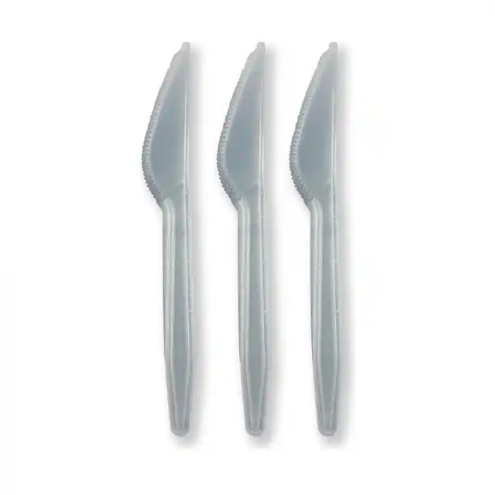 Gri Renk Lüks Plastik Bıçak 25 Adet