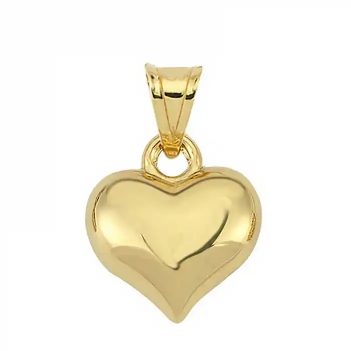 Gümüş 3 Boyutlu Gold Kalp Kadın Kolye Ucu
