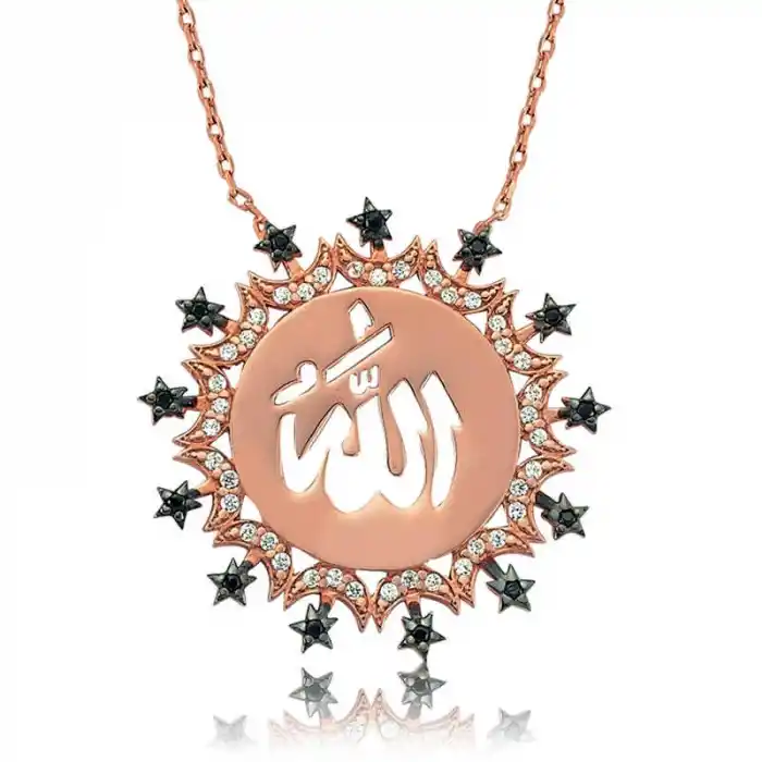 Gümüş Allah Yazılı Bayan Kolye
