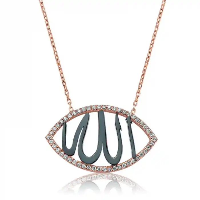 Gümüş Allah Yazılı Bayan Kolye