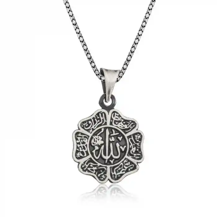 Gümüş Allah Yazılı Erkek Kolye