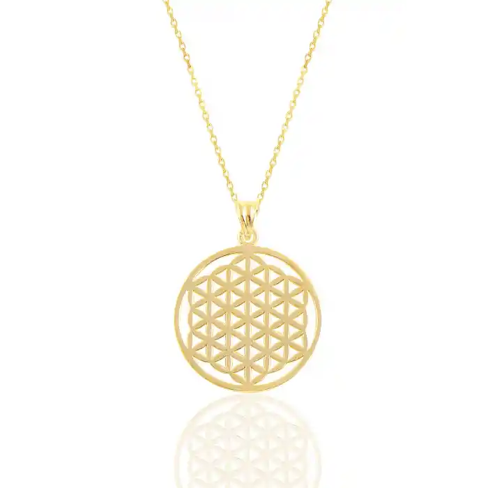 Gümüş Gold Yaşam Çiçeği Kolye