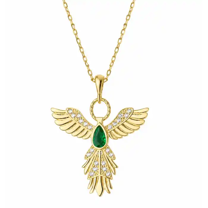 Gümüş Anka Kuşu Figürlü Gold Kadın Kolye