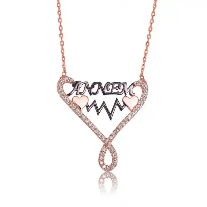 Gümüş Annem Yazılı Sonsuzluk Bayan Kolye