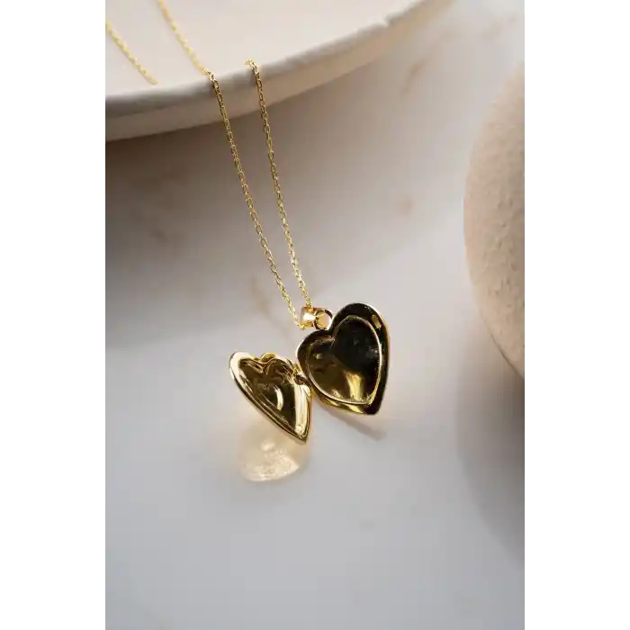 Gümüş Aşk Hatırası Açılır Kalp Kadın Kolye