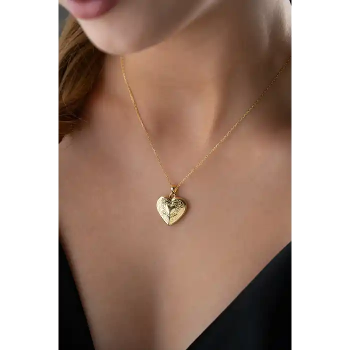 Gümüş Aşk Hatırası Açılır Kalp Kadın Kolye