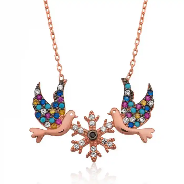 Gümüş Aşk Kuşları Bayan Kolye