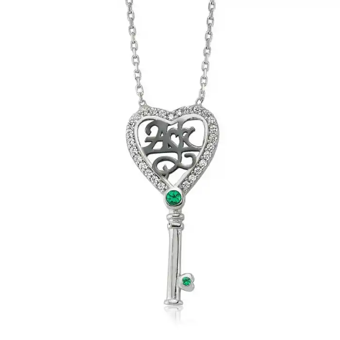 Gümüş Aşk Yazılı Anahtar Bayan Kolye